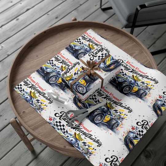 Racing Car Christmas Gift Wrap Paper