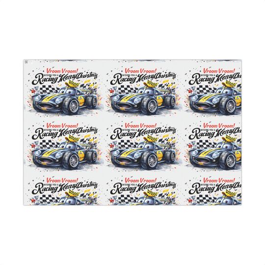 Racing Car Christmas Gift Wrap Paper