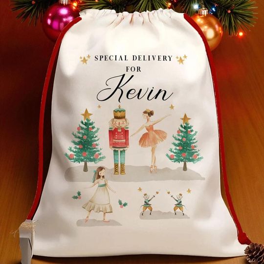 Personalized Christmas Sack | Nutcracker, Woodland Animals Design