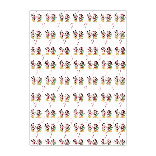 Gift Wrapping Paper, Mickey Mouse Candy Cane Christmas Wrap, Holiday Paper Roll, Festive Gift Wrap Roll, Xmas Present Sheets, Disney Gift
