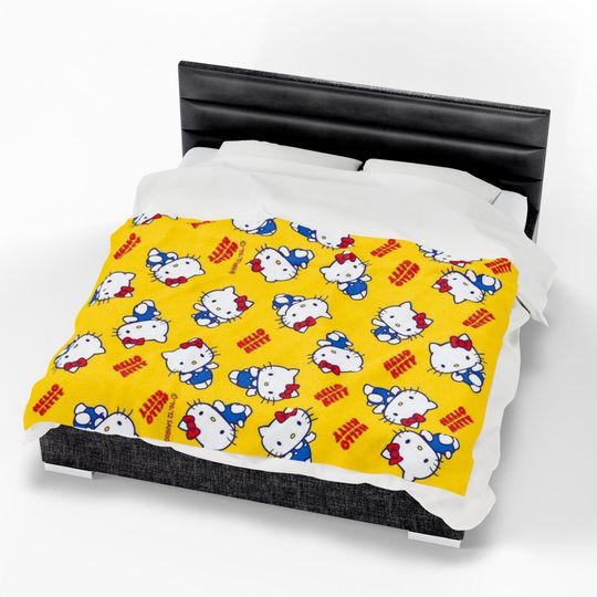 Hello Kitty Fleece Blanket Yellow Character