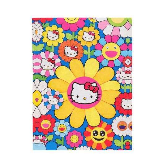 Hello Kitty Flower Pattern Fleece Blanket