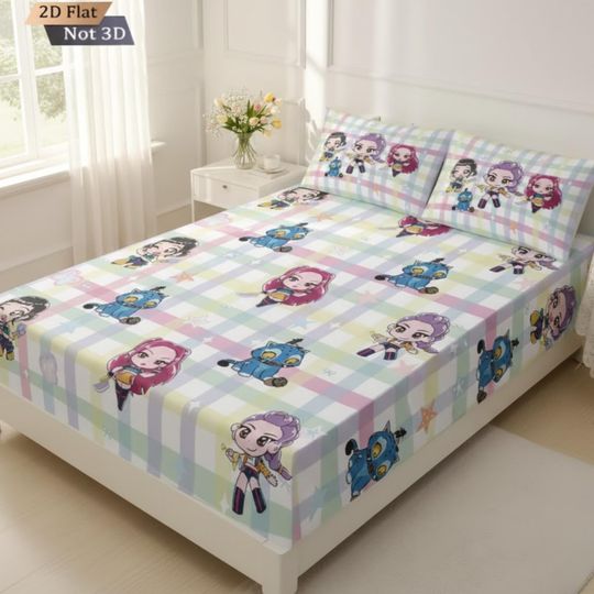 Anime K-Pop Demon Hunters Bedding Set 3pcs for Kids