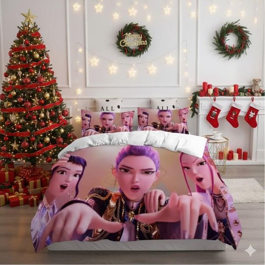 Kpop Demon Hunters Bedding Set with Anime Comforter and Pillowcase for Kids