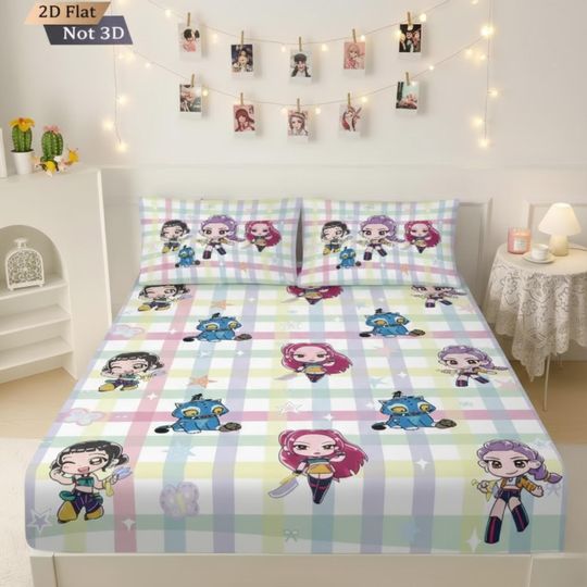 Anime K-Pop Demon Hunters Bedding Set 3pcs for Kids