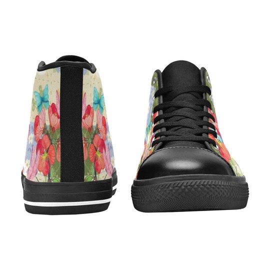 Flower And Butterfly High Top Shoes Sneakers