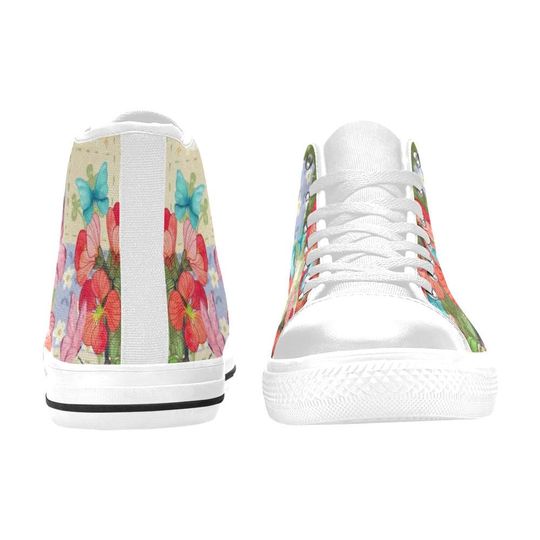 Flower And Butterfly High Top Shoes Sneakers