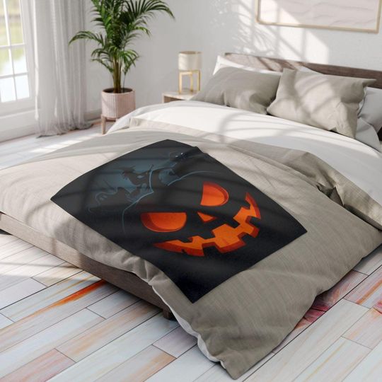 Halloween Blanket Spooky Jack-o'-Lantern, Witch & Ghost