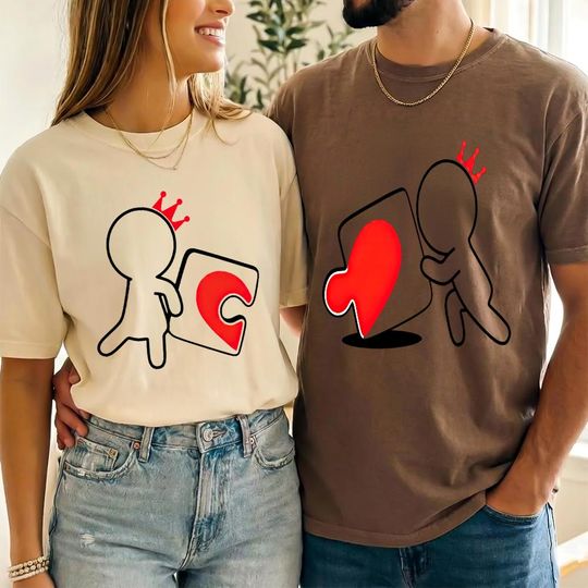 Comfort Colors Valentine T Shirt, Matching Puzzle Heart Couples Shirt, Cute Valentines Gift