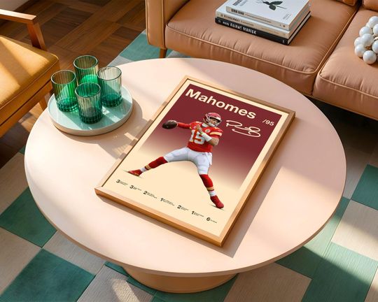 Patrick Mahomes Poster, football Poster, Motivational Poster, Mid Century Modern Art, Football Poster, Sports Poster, Bedroom Decor, Wall Art