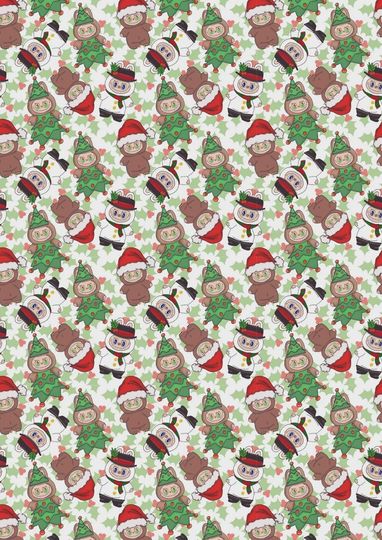 Cute Monsters Christmas Wrapping Paper - Cute Character Wrap - Labubu Wrap