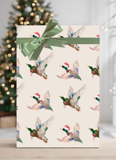 Christmas Mallard Wrapping Paper: Duck Hunting Gift