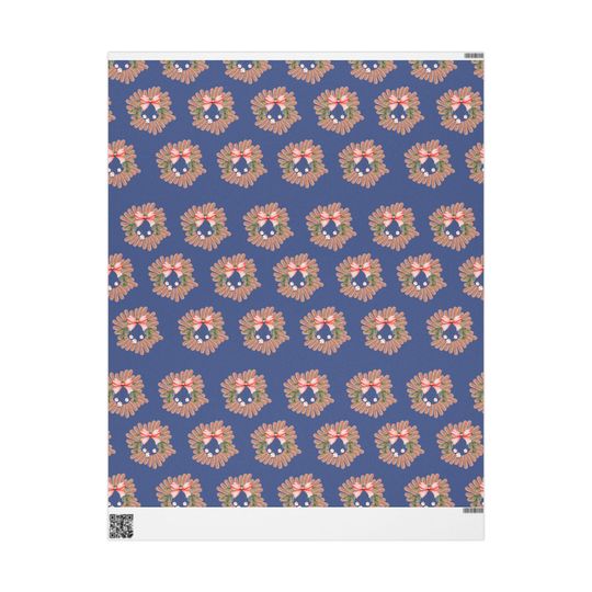 Festive Baseball-Themed Christmas Wreath Wrapping Paper