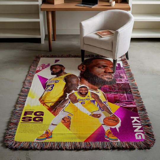 LeBron James Woven Blanket, Basketball Legend Blanket, Sports Fan Tapestry, Cozy Room Decor, Gift for Him, Game Night Blanket