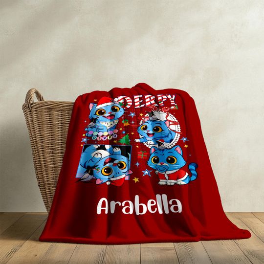 Personalized Christmas Derpy Tiger Fleece Blanket for Kids