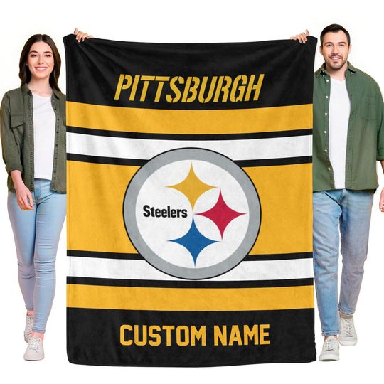 Pittsburgh Steeler Football Blanket,Custom Name,Football Fan Gift