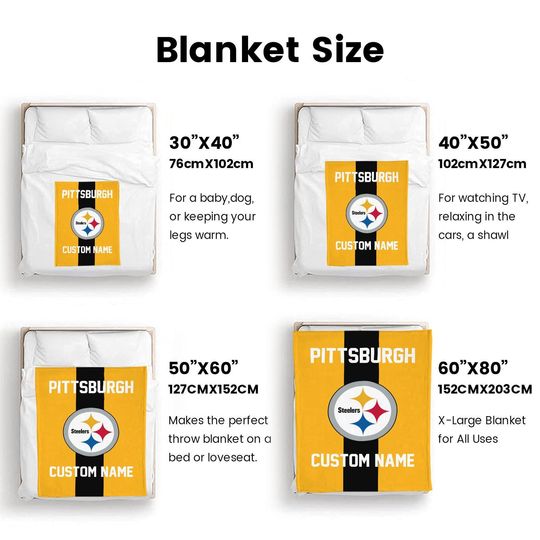 Pittsburgh Steeler Football Blanket,Custom Name,Football Fan Gift