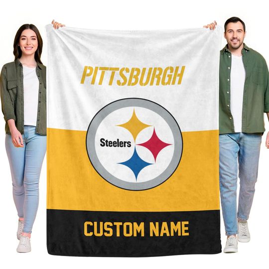 Pittsburgh Steeler Football Blanket,Custom Name,Football Fan Gift