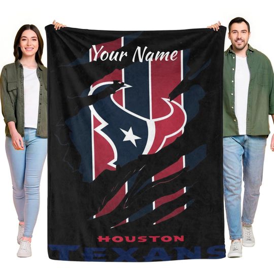 Houston Texans Personalized Fleece Blanket - Custom Name Football Season Throw for Fans