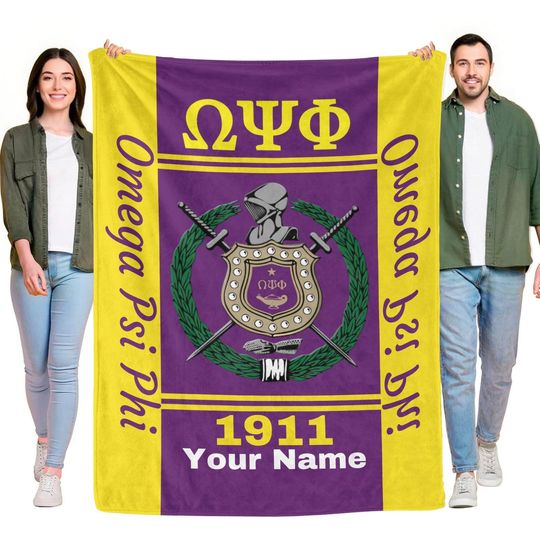 Personalized Omega Psi Phi Blanket | Custom Name |  Fraternity Gift