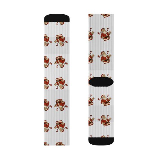 67 Santa Pattern Sublimation Socks | Christmas Holiday Novelty Socks