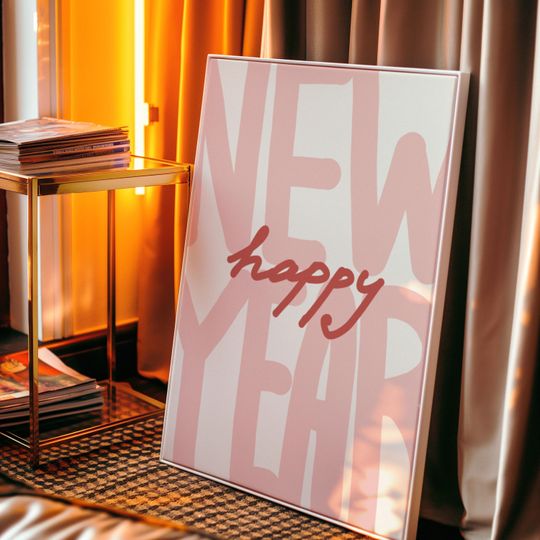 Happy New Year Minimalist Typography Poster