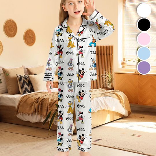 Personalized Disneyland Trip Mickey and Friends Kids Pajamas Set, Kid Youth Toddler Pjs, Disney Loungewear, Vacation Gift For Kids