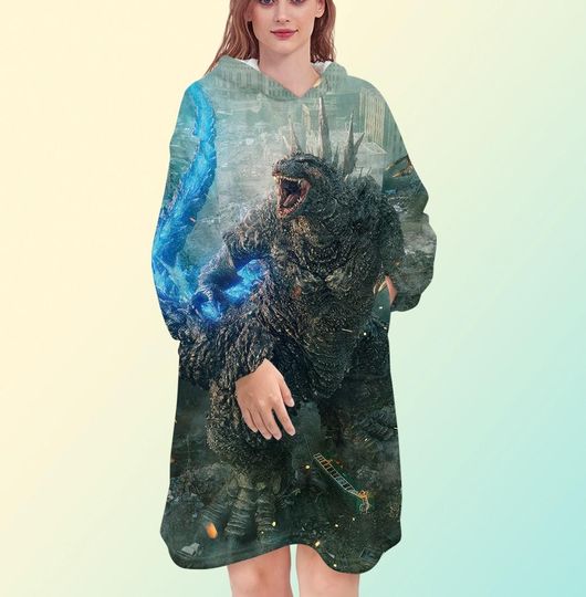 god zilla Minus One Blanket Hoodie