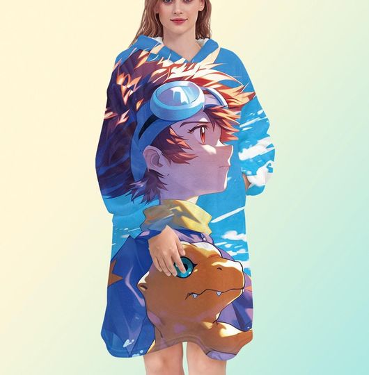 Digimon Taichi and Agumon Blanket Hoodie