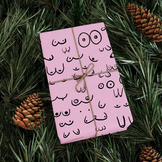 Pink Lady Wrapping Paper, Pink Lady Dark Meme Pattern Wrapping Funny Meme Gifts Paper, Trendy Christmas, Family Matching Christmas 2025