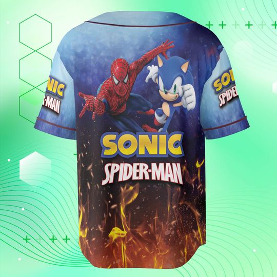 Custom Sonic and Spider Man Baseball Jersey, Personalized Gamer Jersey