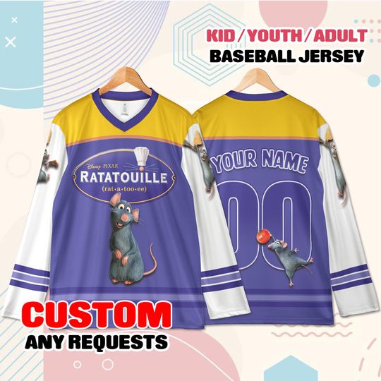 Custom Chef Mouse Baseball Jersey  Personalized Cartoon Jersey