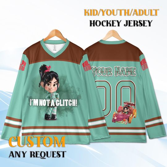 Custom Vanellope Hockey Jersey  Personalized Wreck-It Ralph Shirt