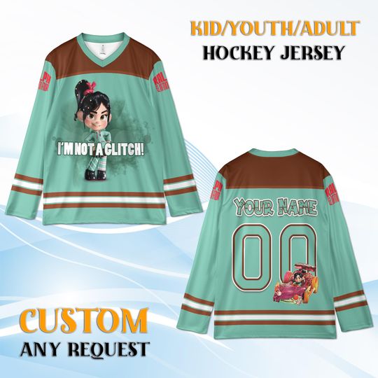 Custom Vanellope Hockey Jersey  Personalized Wreck-It Ralph Shirt