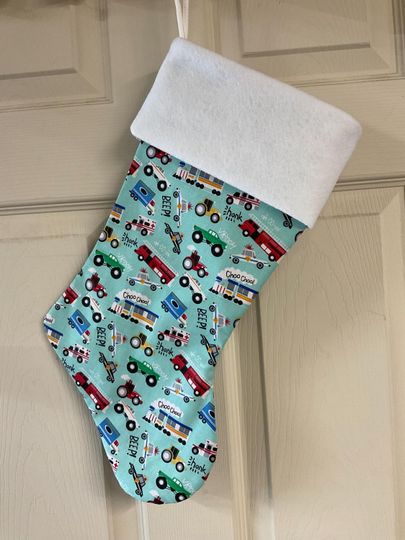 Little boys toy truck Christmas Stocking