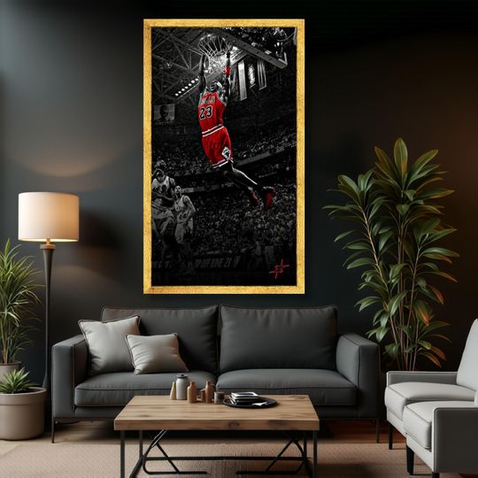 Michael Jordan Dunk Canvas, Bulls, NBA Sports Wall Art