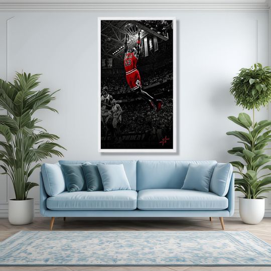 Michael Jordan Dunk Canvas, Bulls, NBA Sports Wall Art
