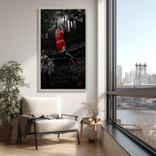 Michael Jordan Dunk Canvas, Bulls, NBA Sports Wall Art
