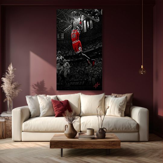 Michael Jordan Dunk Canvas, Bulls, NBA Sports Wall Art