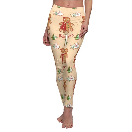 Holiday Gingerbread Print Leggings with Christmas Cookie Pattern