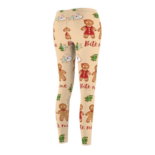 Holiday Gingerbread Print Leggings with Christmas Cookie Pattern