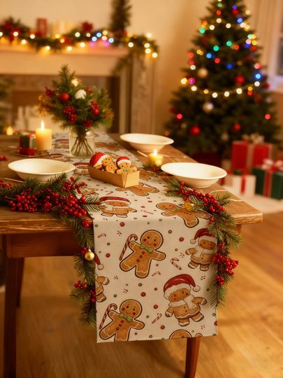 Christmas Gingerbread Table Runner