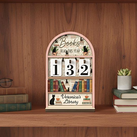 Personalized Books Read Tracker Sign, Botanical Bookshelf Decor, Reader Gift for Women