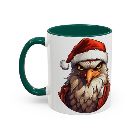 Eagle Santa Coffee Mug, Festive Holiday Ceramic Drinkware