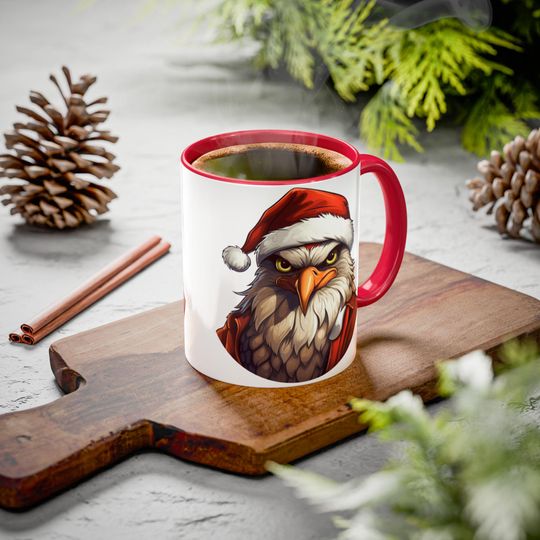 Eagle Santa Coffee Mug, Festive Holiday Ceramic Drinkware