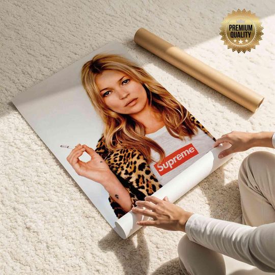 Kate Moss - Supreme - Premium Semi-Gloss Paper Poster - Unframed