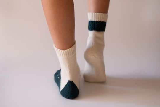 Women's socks Christmas tree, white with dark green, size 37-38