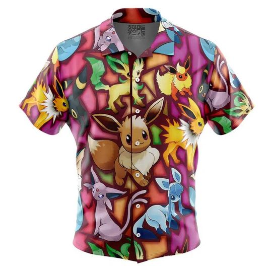 Eevee Evolutions PKM Pattern Hawaiian Shirt Unisex Summer Beach Casual