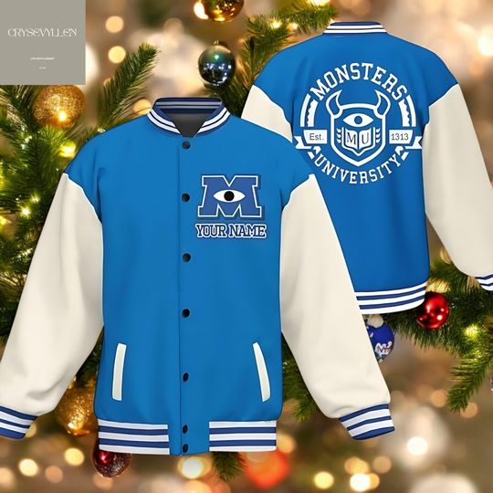 Custom Monsters University Varsity Jacket, Personalized Baseball Uniform, Monster U Team Outfit