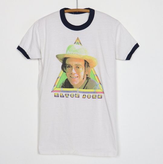 vintage 1975 Elton John Rock Of The Westies WZGC 93 FM Radio Promo Shirt